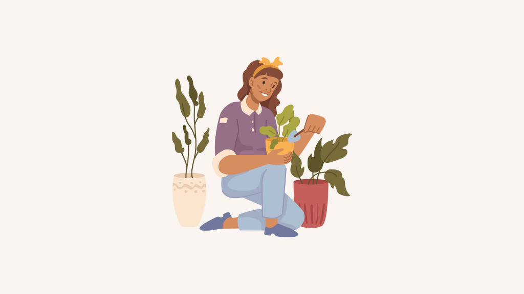 lady and plants